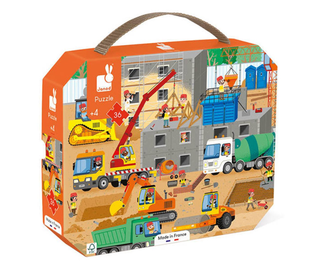 Janod Puzzle w walizce Plac budowy 36 elementów - 1040513 - zdjęcie